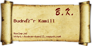 Budnár Kamill névjegykártya